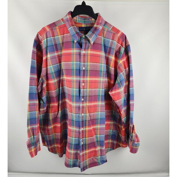 Ralph Lauren Shirt Mens 3XB Multicolor Flesh Pony Checked Button Down Collar - Picture 1 of 6